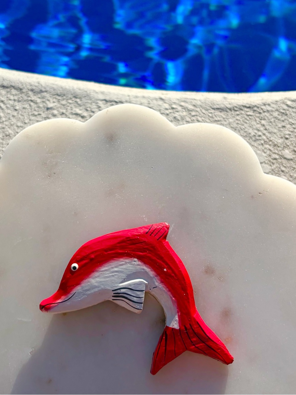 Red Dolphin 🐬✨❤️ Magnet - Wood Carved and Hand Painted in Indonesia